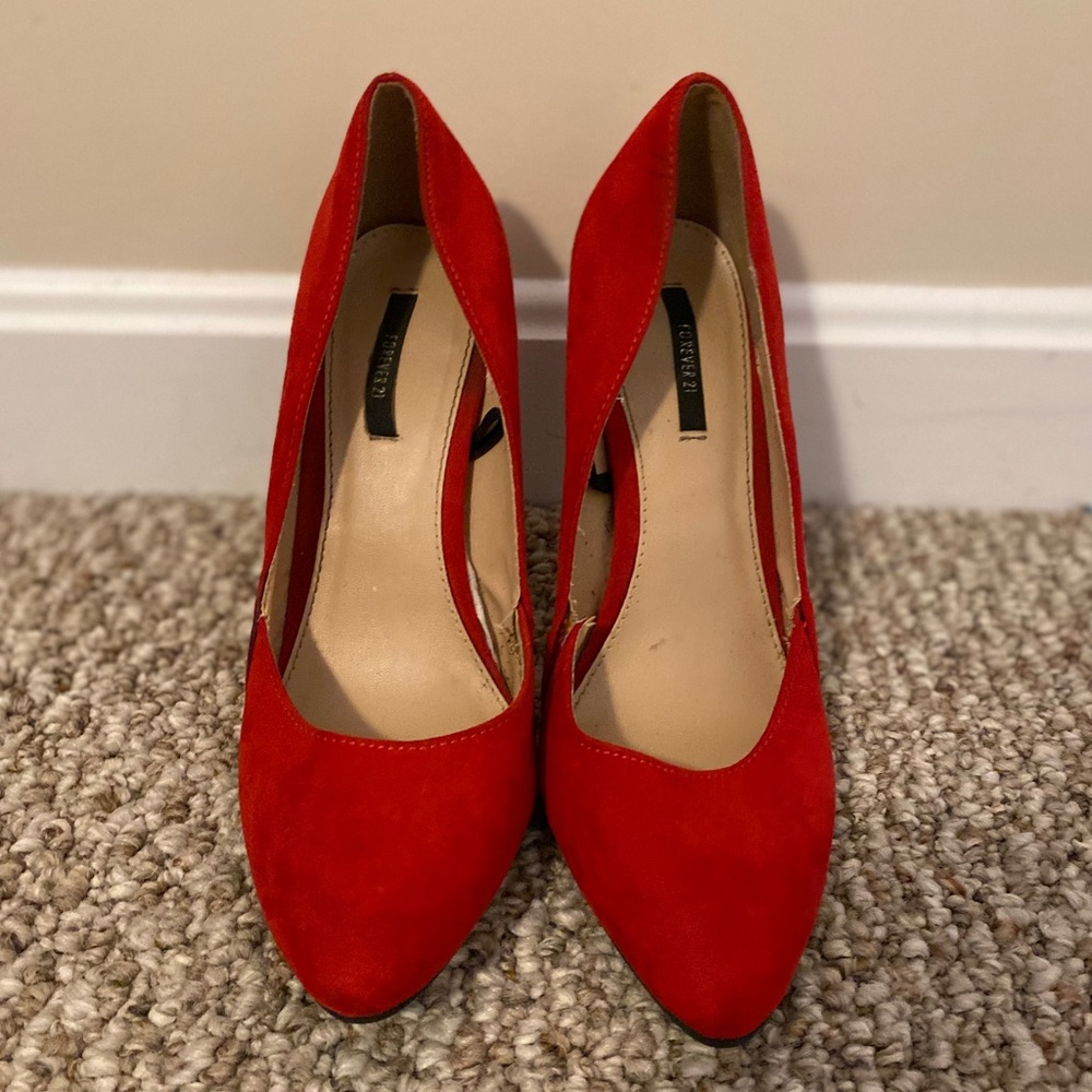 Red Suede Pumps